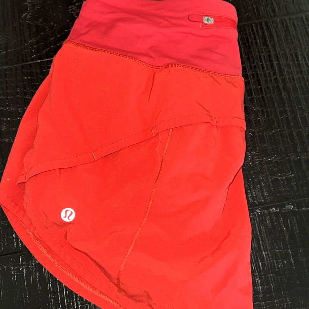 Red lululemon shorts